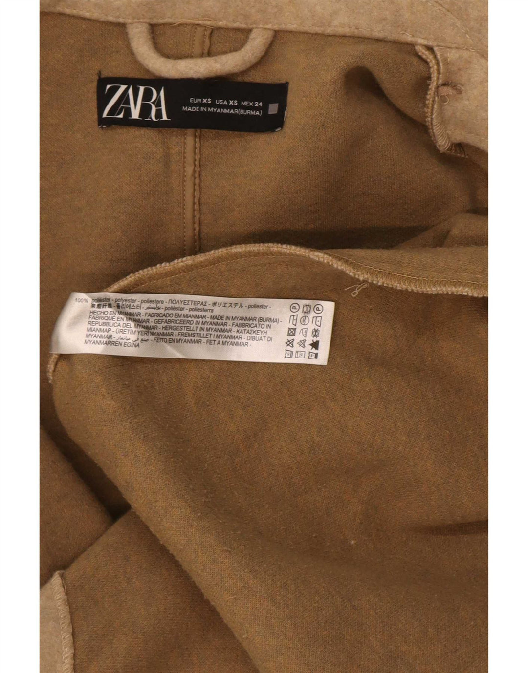 Zara Womens Oversized Open Blazer Jacket Reino Unido 6 XS Bege Poliéster