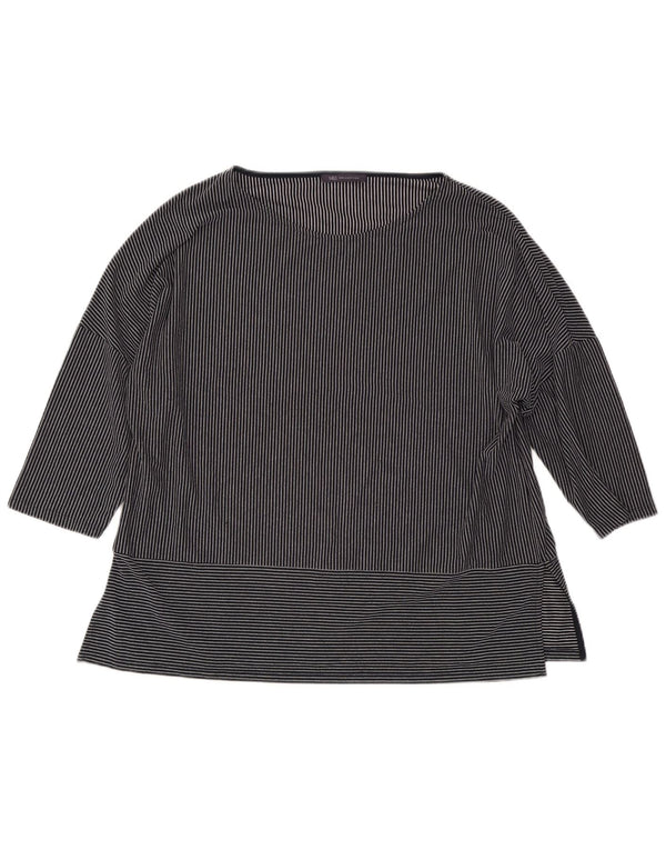 Top feminino Marks & Spencer manga 3/4 UK 18 XL listrado azul marinho