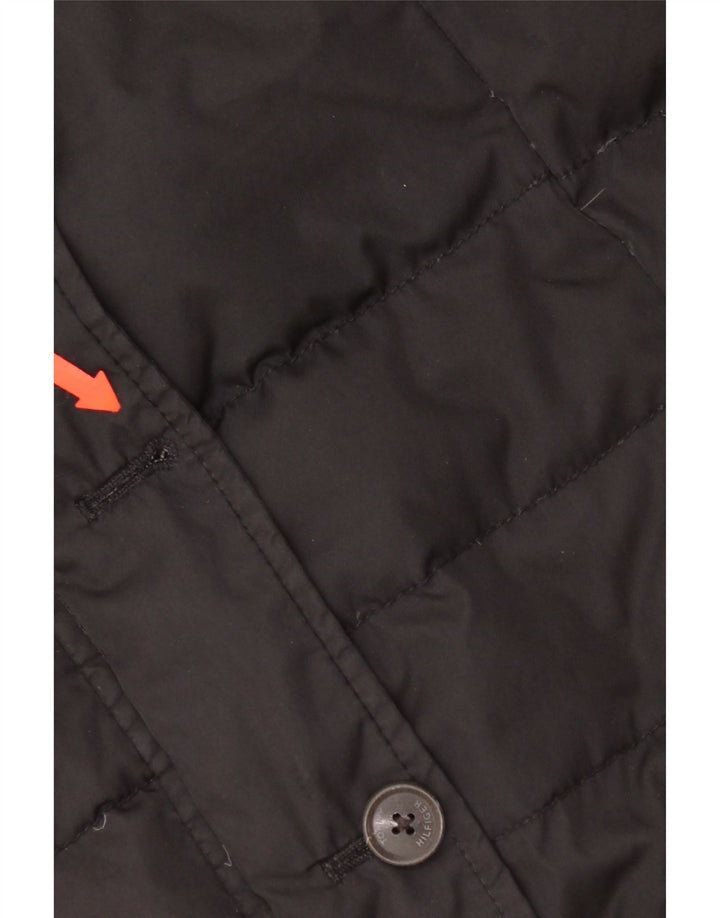 Colete acolchoado feminino Tommy Hilfiger UK 14 grande poliéster preto