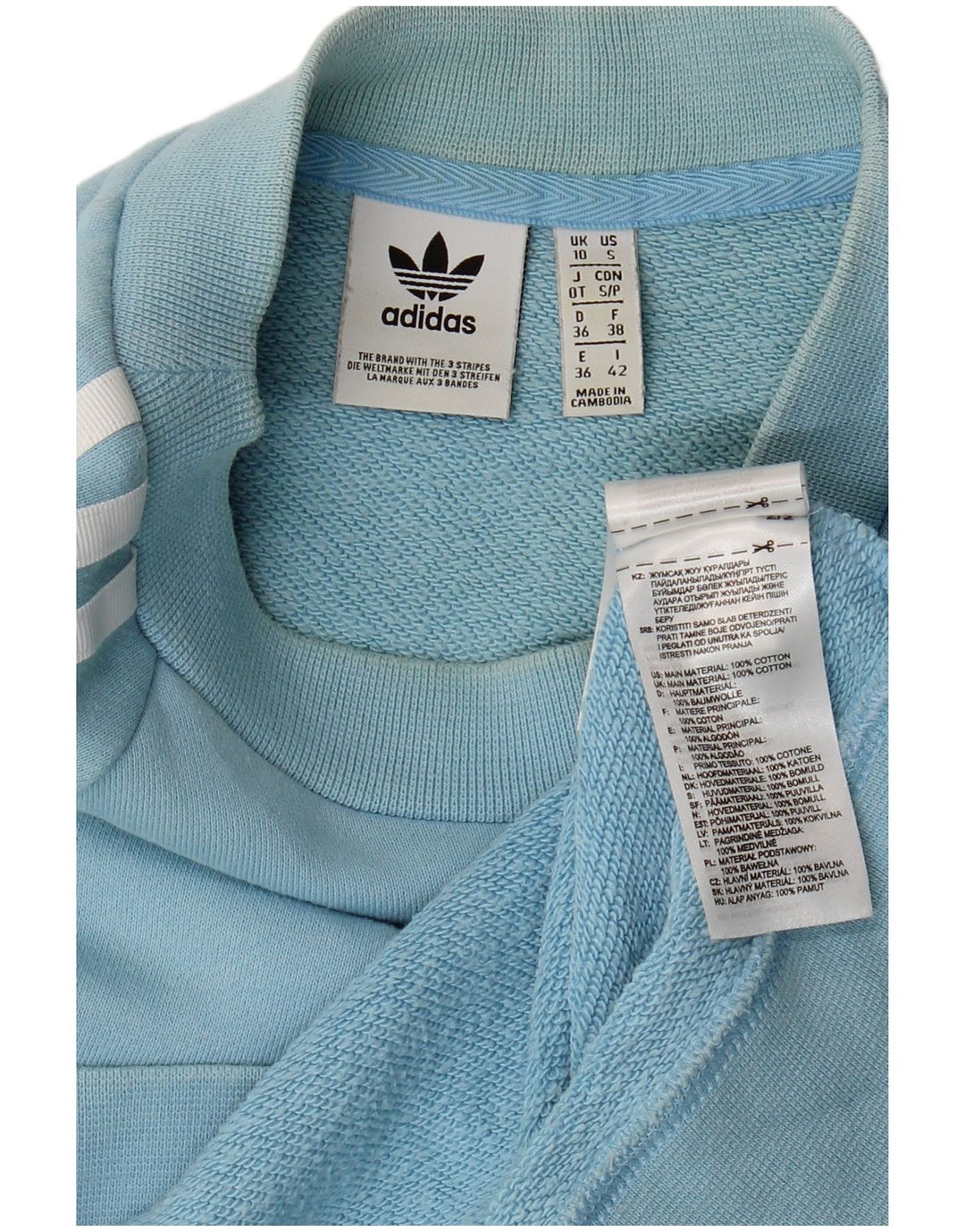 Adidas Womens Sweatshirt Jumper UK 10 Pequeno Azul Algodão