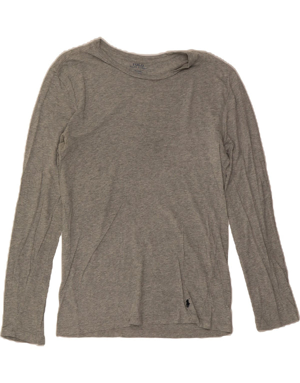 Top feminino POLO RALPH LAUREN manga comprida UK 12 algodão cinza médio