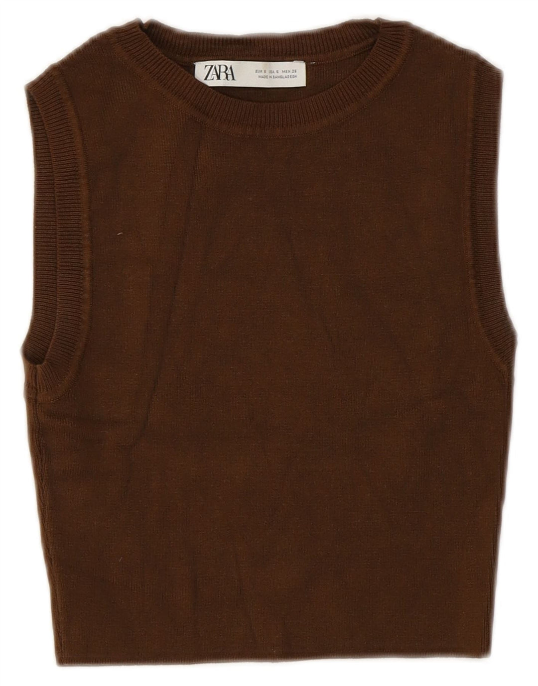 Zara Womens Crop Vest Tank Top Reino Unido 8 Pequeno Marrom