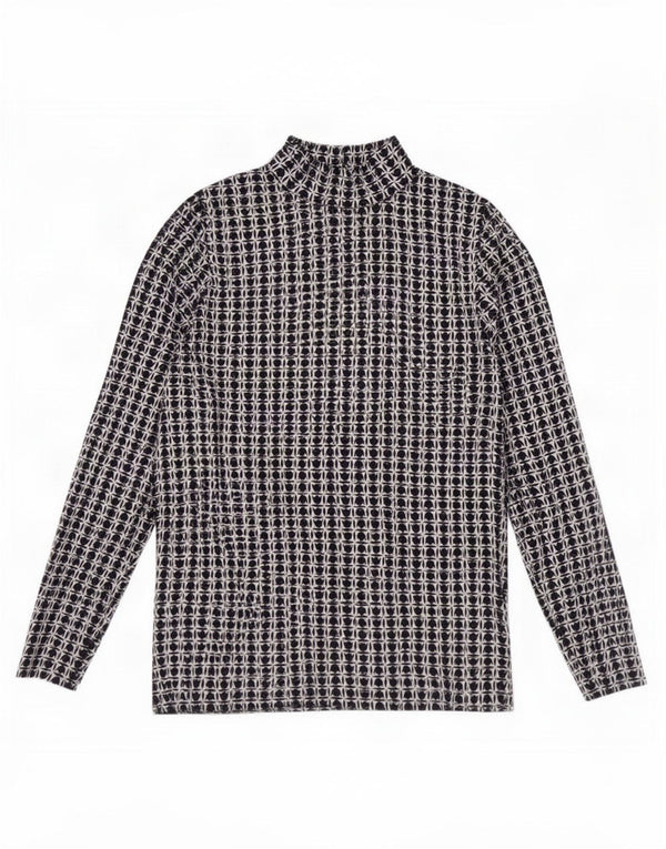 Top feminino Marks & Spencer de manga comprida Reino Unido 16 grande algodão floral azul marinho