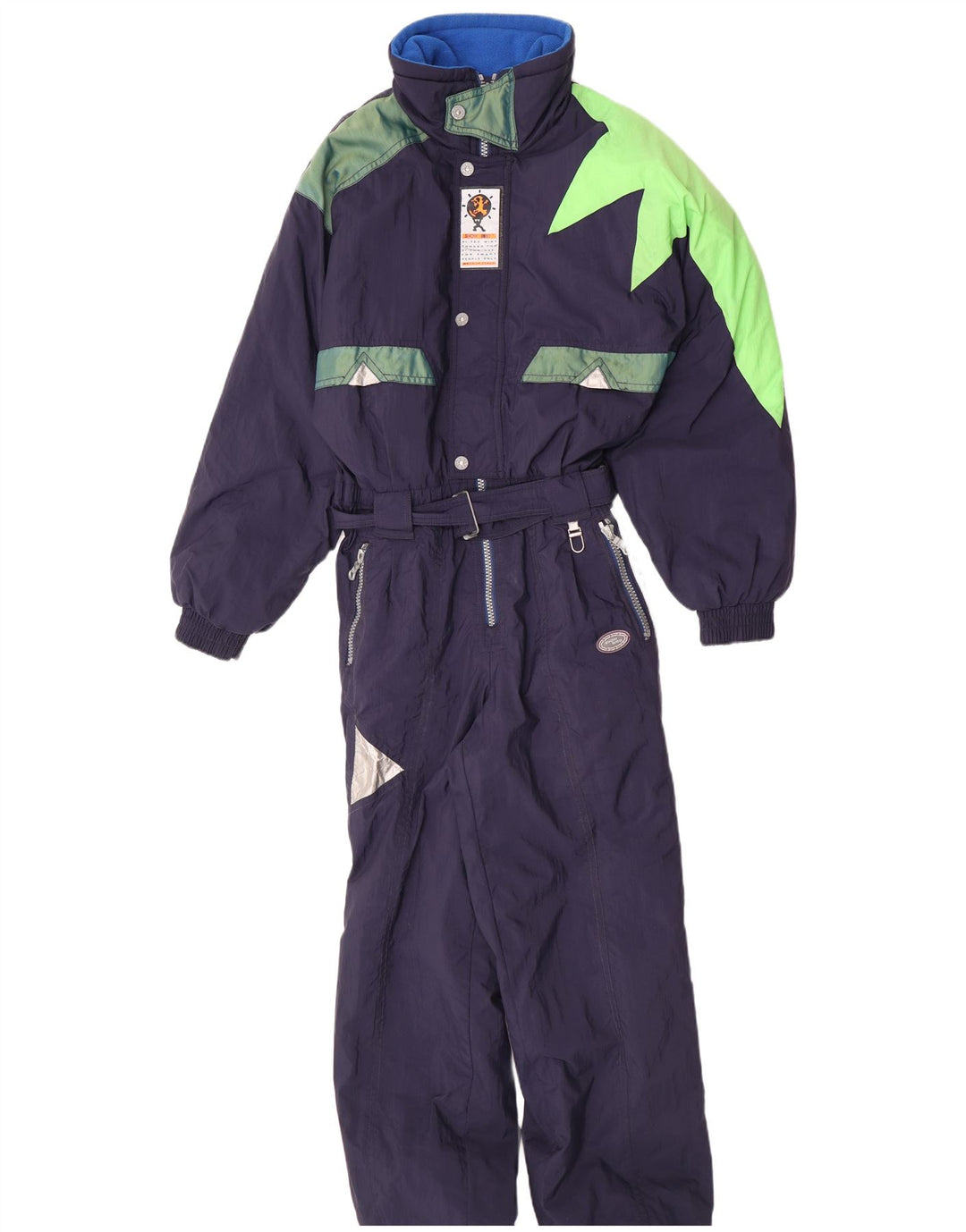 Macacão de esqui masculino vintage IT 48 médio azul marinho colorblock poliamida