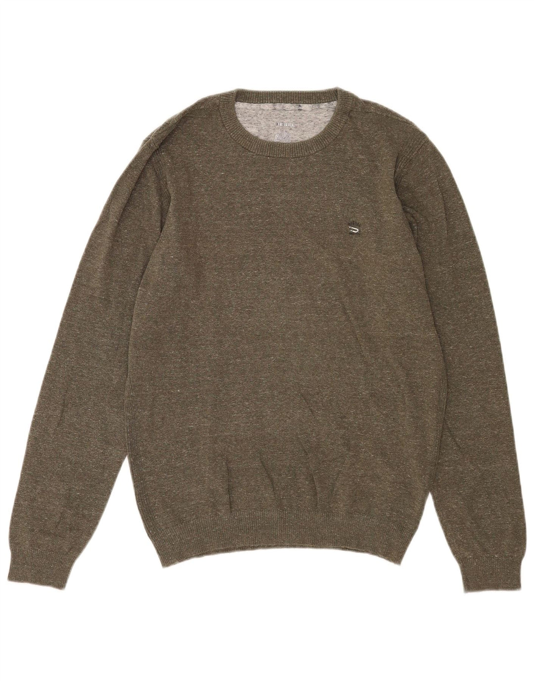 Suéter masculino Diesel com gola redonda, médio cáqui salpicado