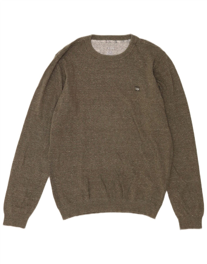 Suéter masculino Diesel com gola redonda, médio cáqui salpicado