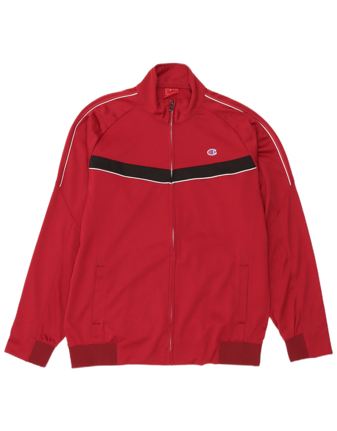 Champion Mens Treino Top Jaqueta 2XL Poliéster Colorblock Vermelho