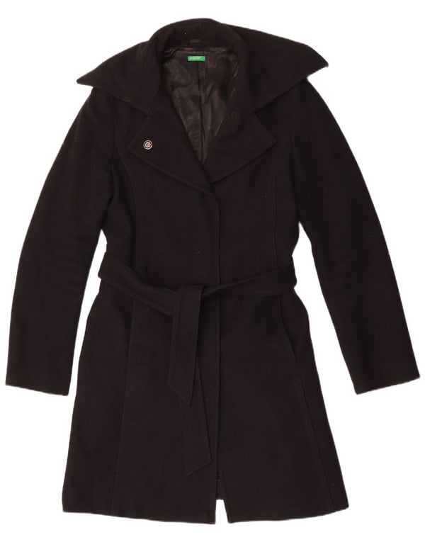 Sobretudo feminino Benetton UK 14 lã preta média