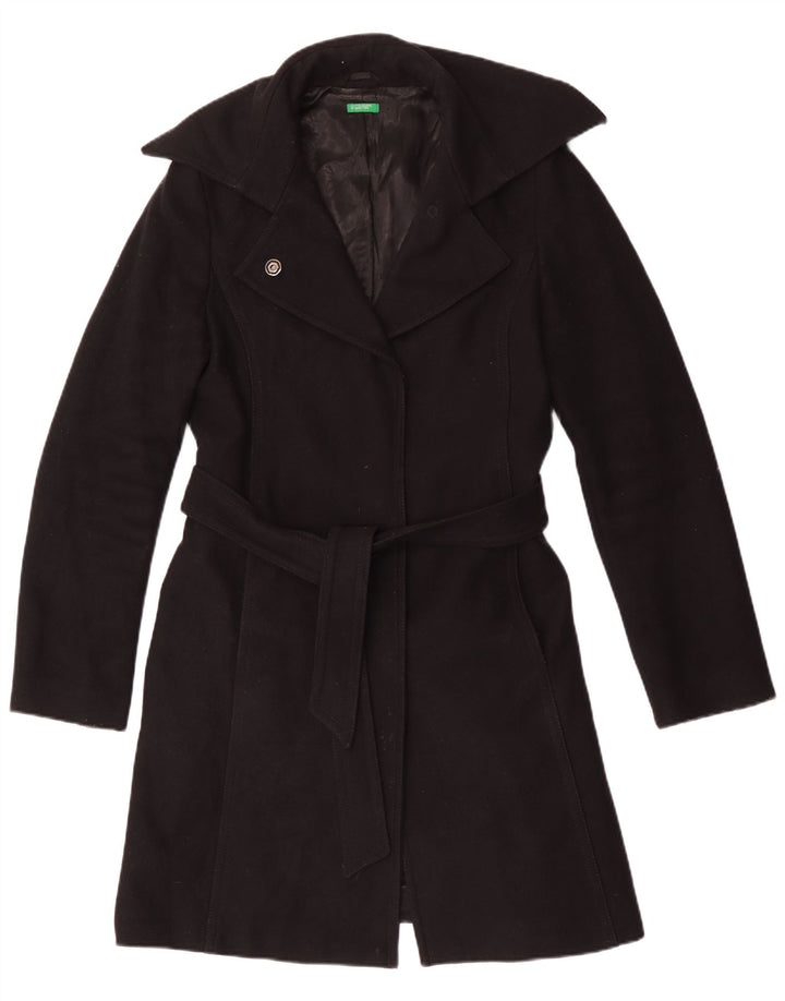 Sobretudo feminino Benetton UK 14 lã preta média