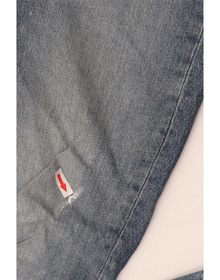 Calça jeans reta feminina G-Star desgastada W32 L32 algodão azul