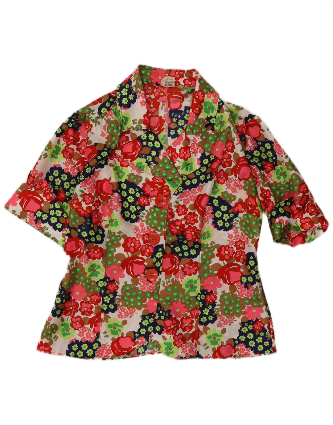 Jaqueta blazer feminina VINTAGE de manga curta Reino Unido 12 médio multicolorido