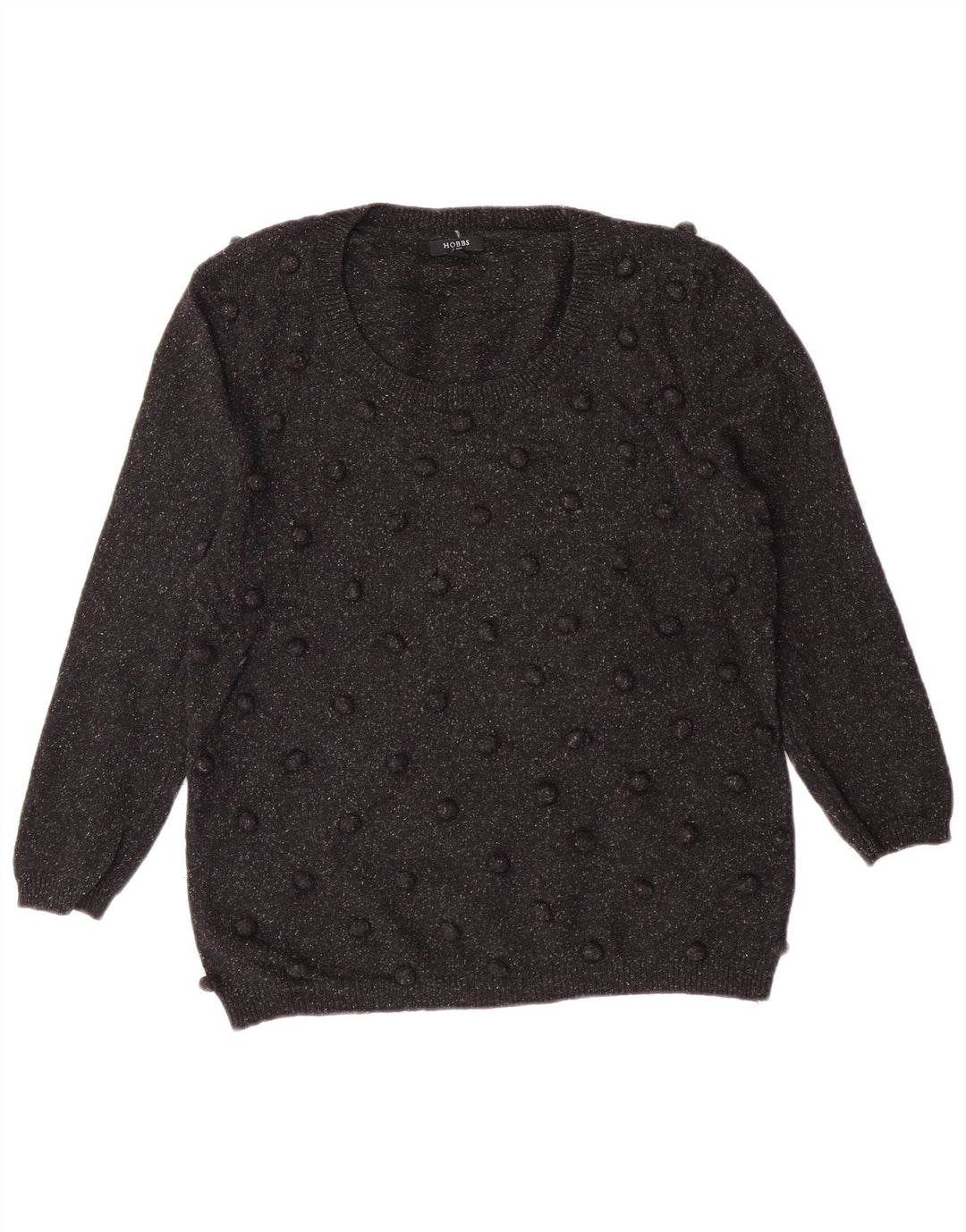 Suéter feminino Hobbs com gola canoa e gola redonda Reino Unido 14 médio de lã preta clássico