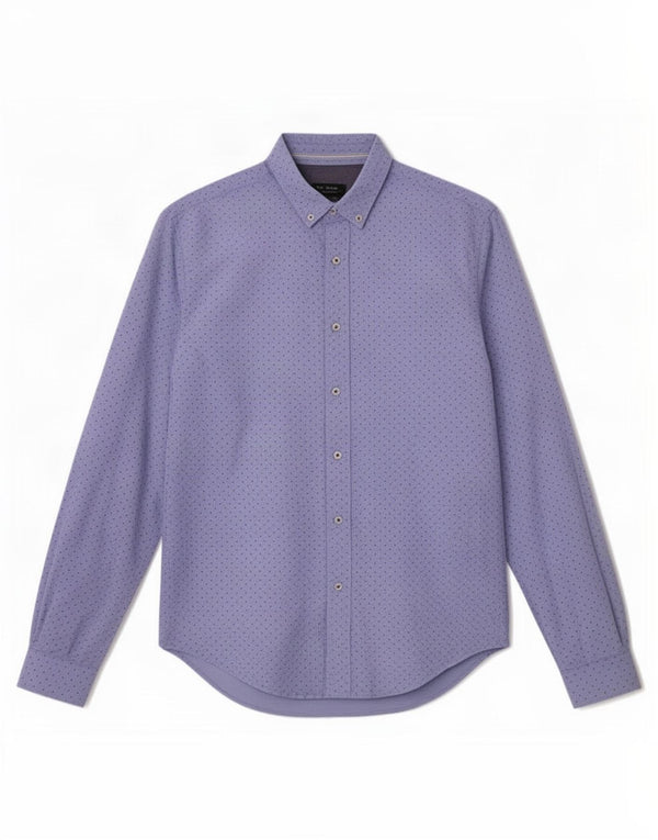 Camisa masculina Zara Slim Fit médio azul manchado