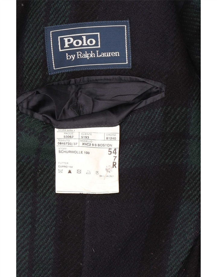 Jaqueta Blazer Masculina Polo Ralph Lauren com 3 Botões EU 54 2XL Xadrez Azul Marinho