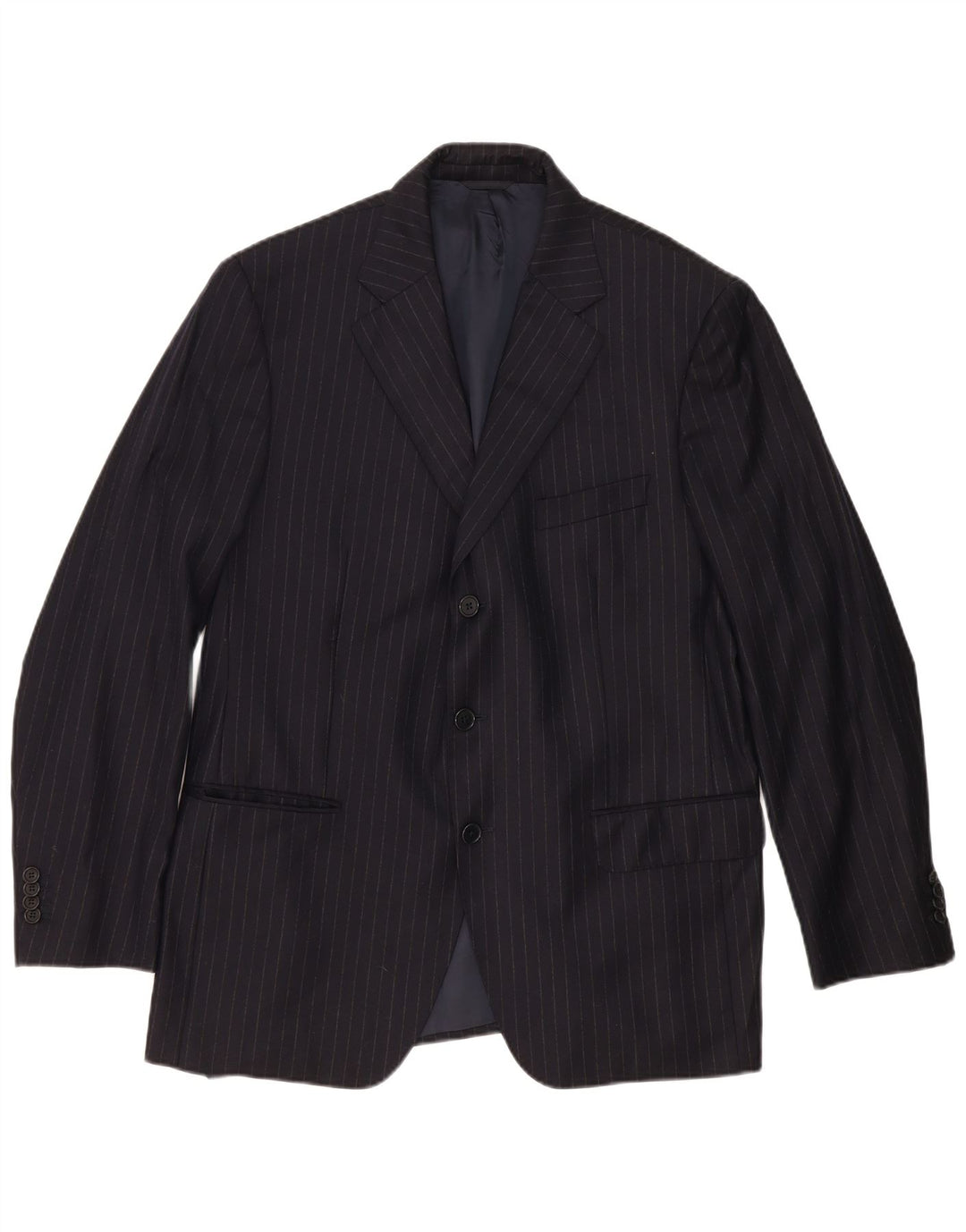 Jaqueta blazer masculina Loro Piana com 3 botões IT 54 2XL lã listrada azul marinho