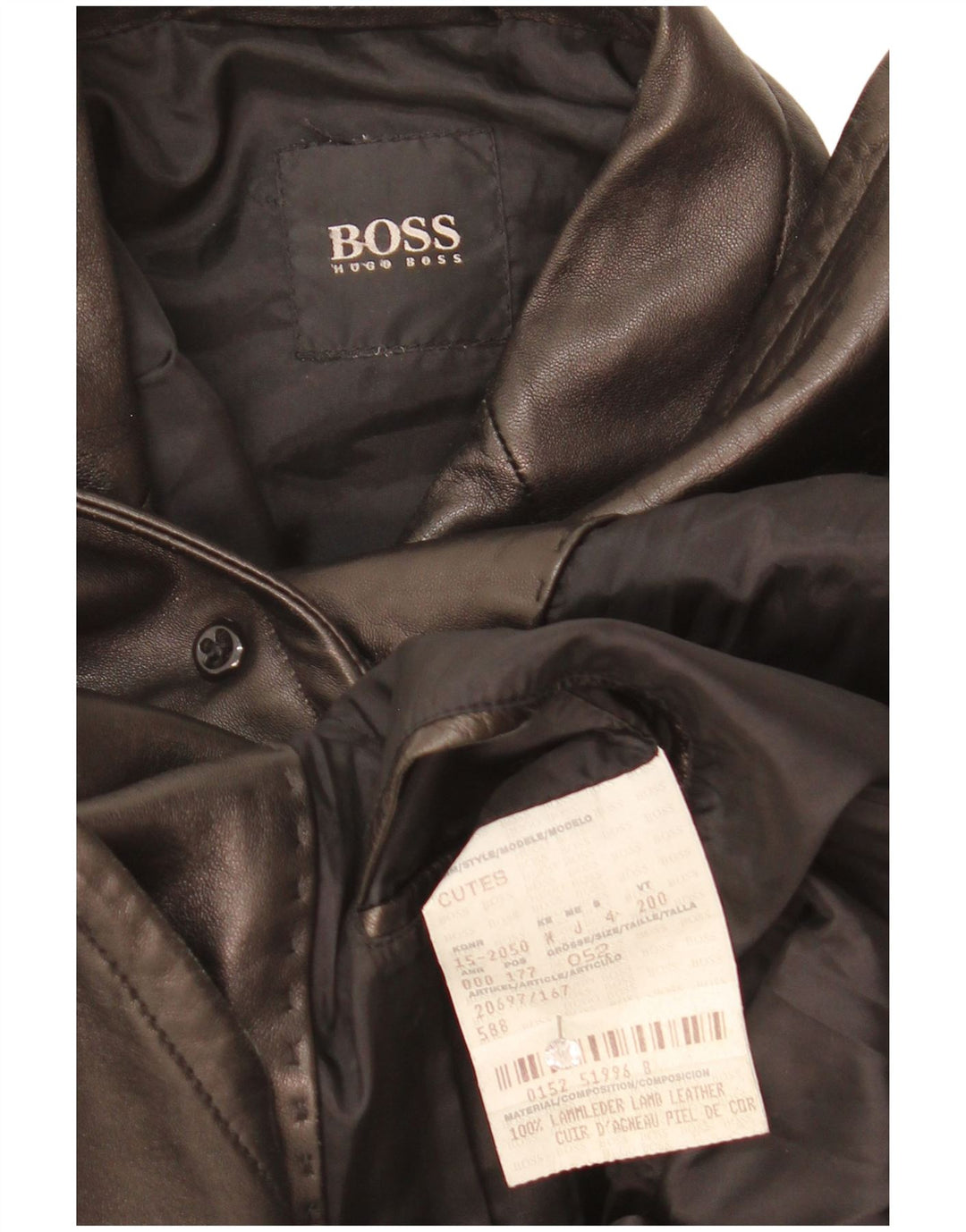 Hugo Boss Mens Jaqueta Blazer de Couro com 3 Botões EU 52 XL Couro Preto