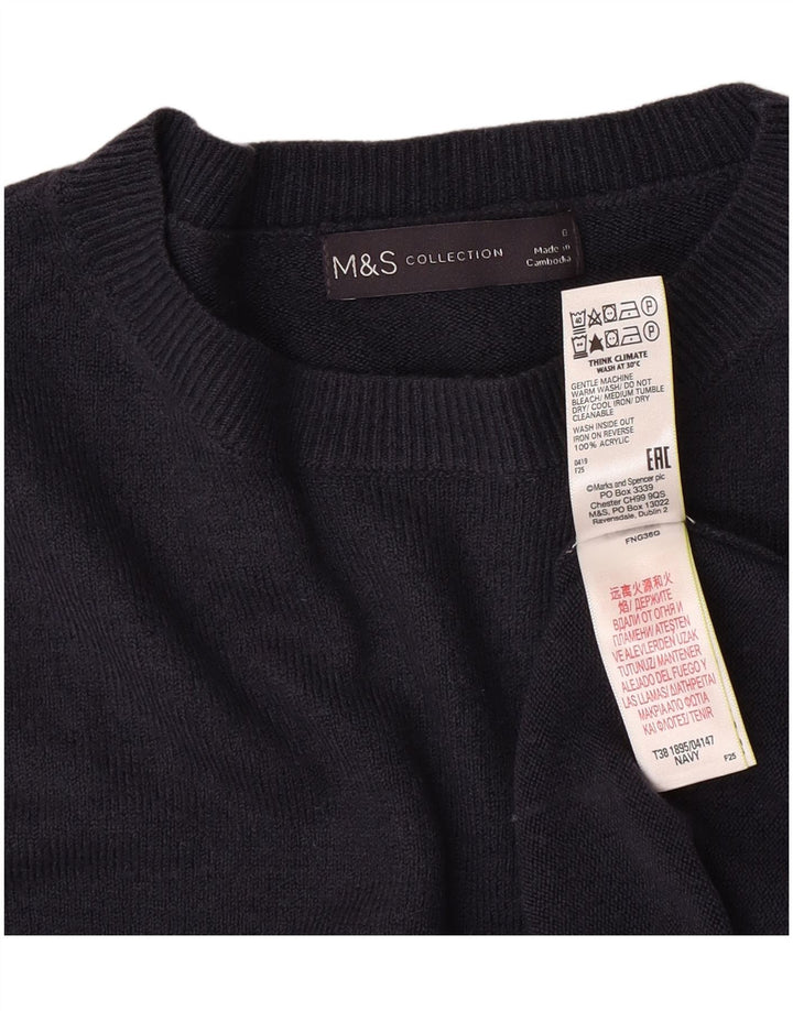 Suéter feminino Marks & Spencer com gola canoa Reino Unido 8 pequeno azul marinho