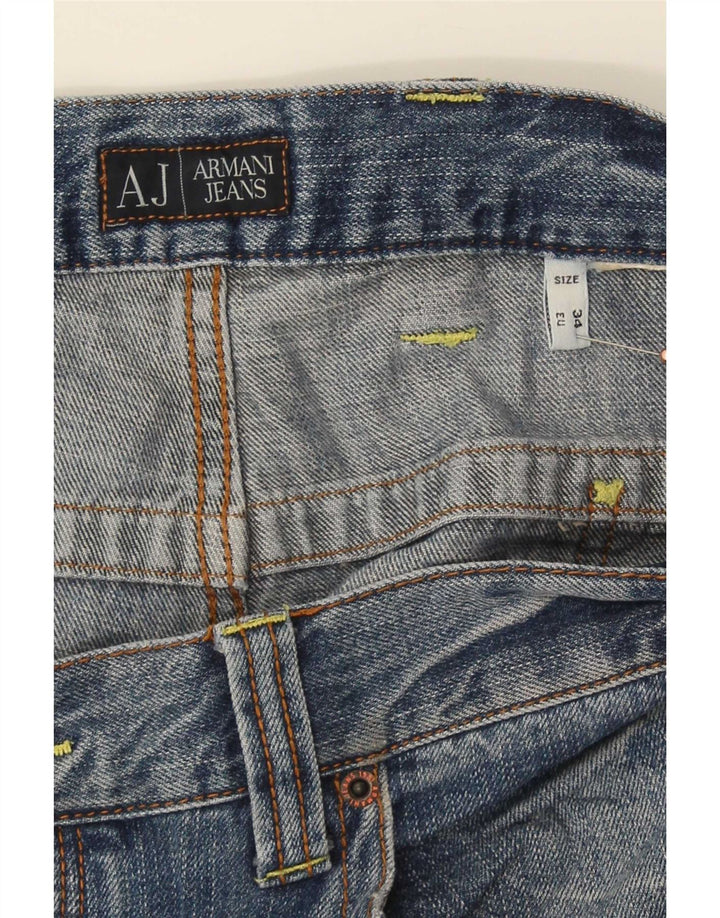 Calça jeans reta masculina Armani W34 L30 azul
