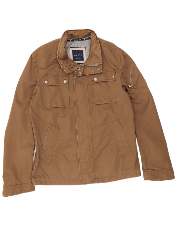Jaqueta utilitária masculina Belfe UK 42 XL algodão bege