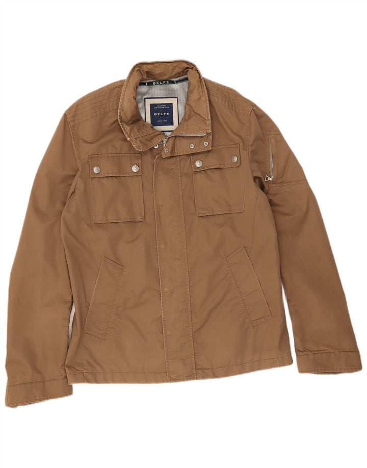Jaqueta utilitária masculina Belfe UK 42 XL algodão bege
