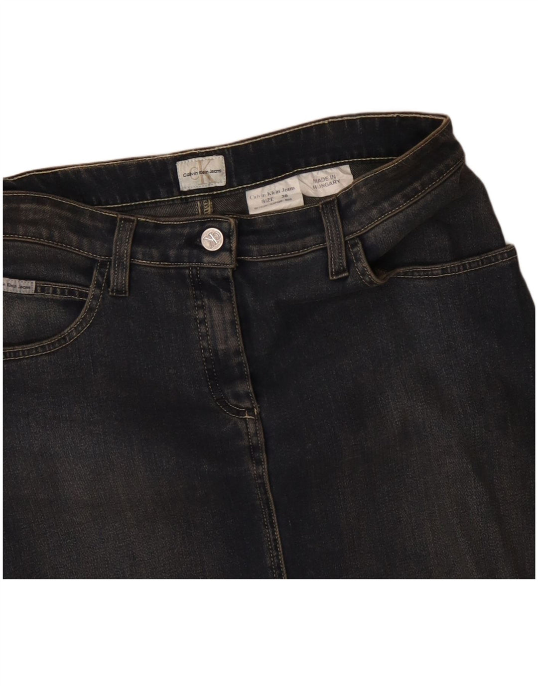 Saia jeans feminina CALVIN KLEIN JEANS W30 algodão azul marinho médio