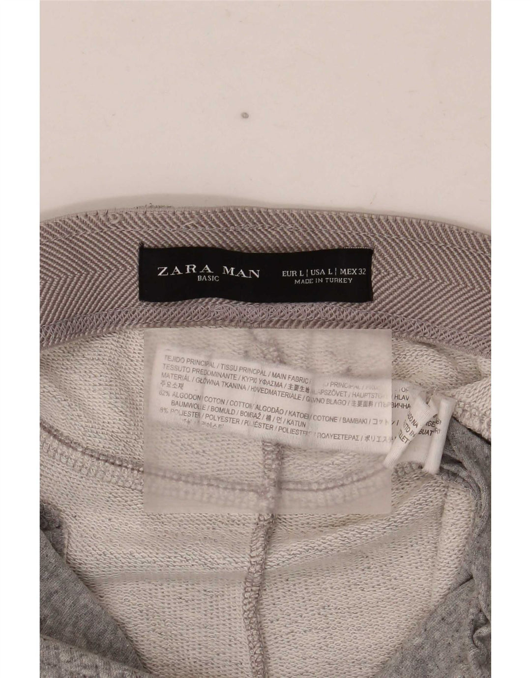 Calça de treino masculina Zara Joggers grande algodão manchado cinza