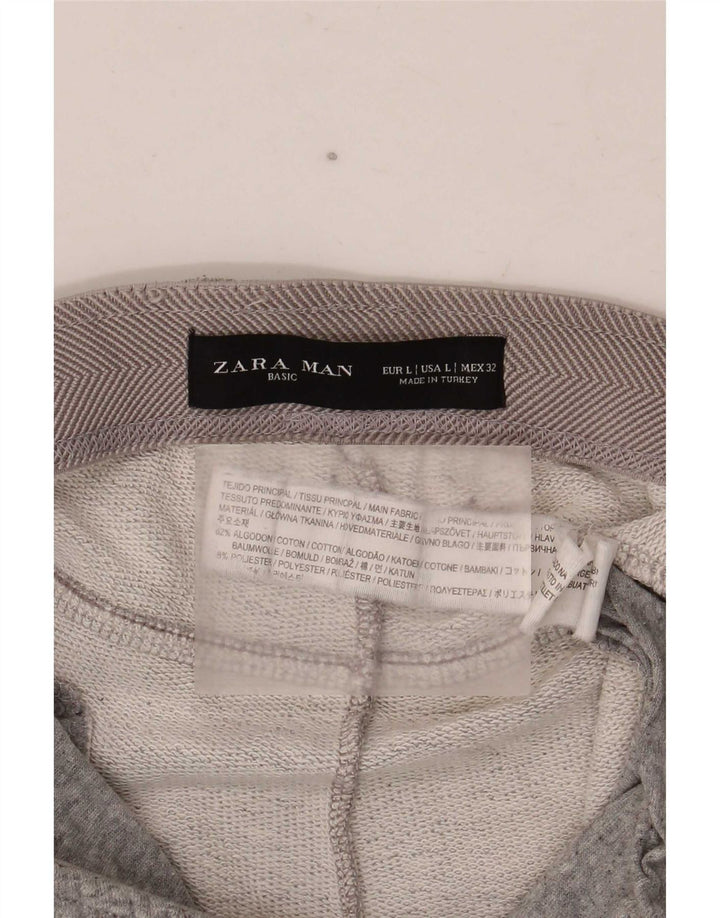 Calça de treino masculina Zara Joggers grande algodão manchado cinza