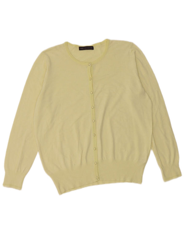 Suéter cardigã feminino Marks & Spencer Reino Unido 16 grande viscose amarela