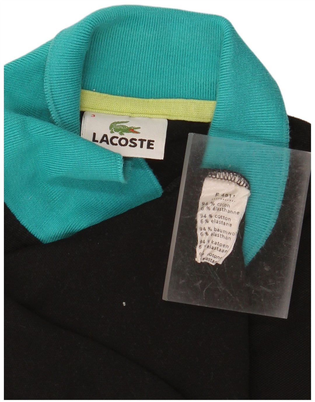 Camisa polo masculina LACOSTE tamanho 3 pequeno algodão colorido preto