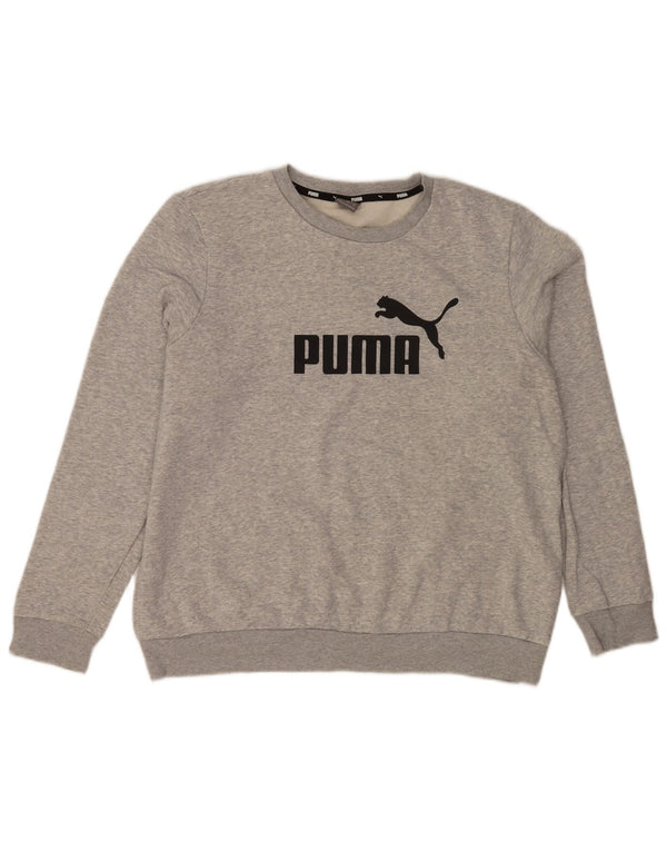 Puma masculino gráfico moletom jumper XL cinza manchado de algodão