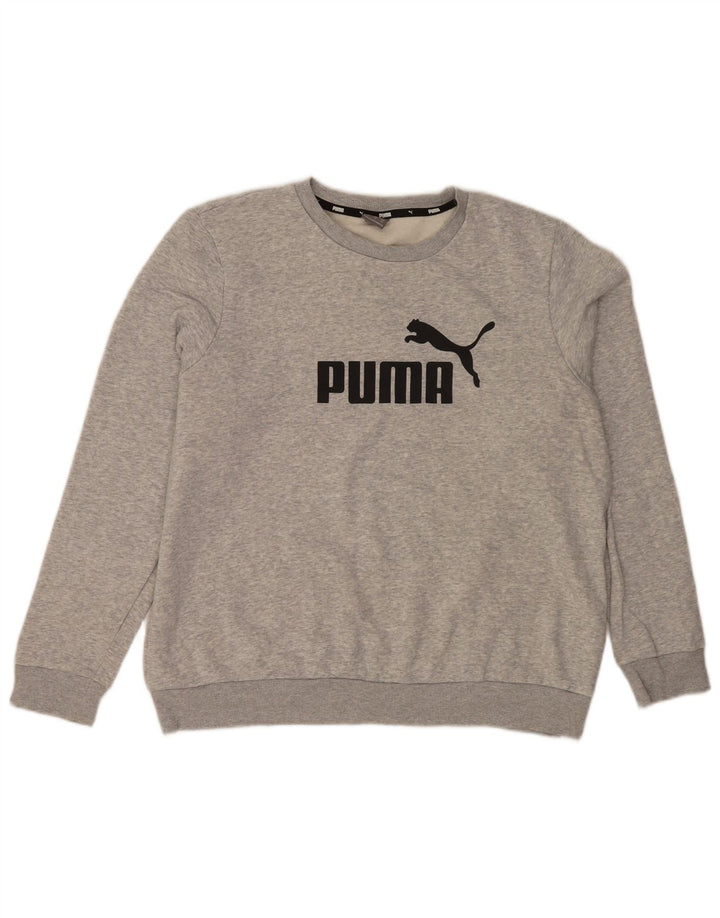 Puma masculino gráfico moletom jumper XL cinza manchado de algodão