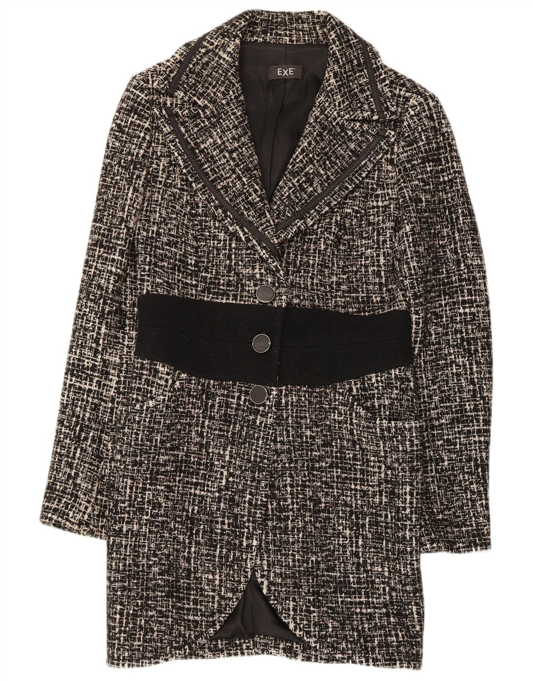 Jaqueta blazer vintage feminina longline com 3 botões IT 42 médio preto manchado