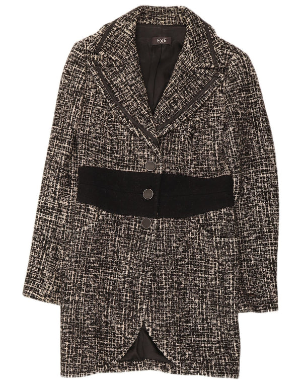 Jaqueta blazer vintage feminina longline com 3 botões IT 42 médio preto manchado
