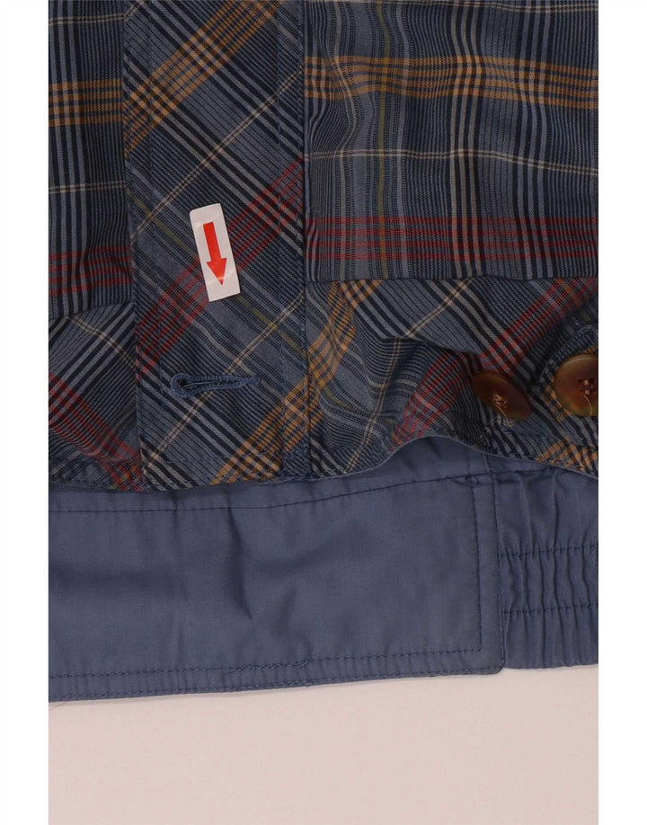 Jaqueta bomber masculina vintage EU 52 XL poliéster xadrez azul