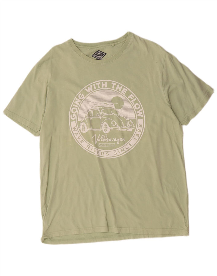 Camiseta gráfica masculina Fat Face Top grande de algodão verde
