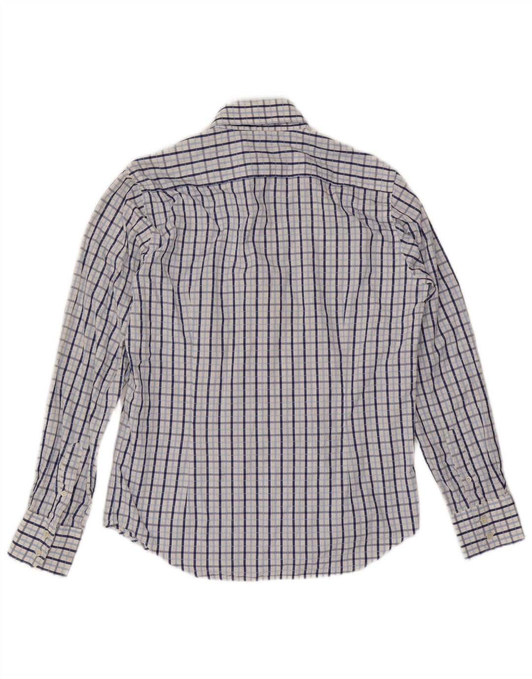Camisa masculina Ted Baker tamanho 3 algodão xadrez azul médio