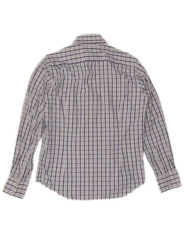 Camisa masculina Ted Baker tamanho 3 algodão xadrez azul médio