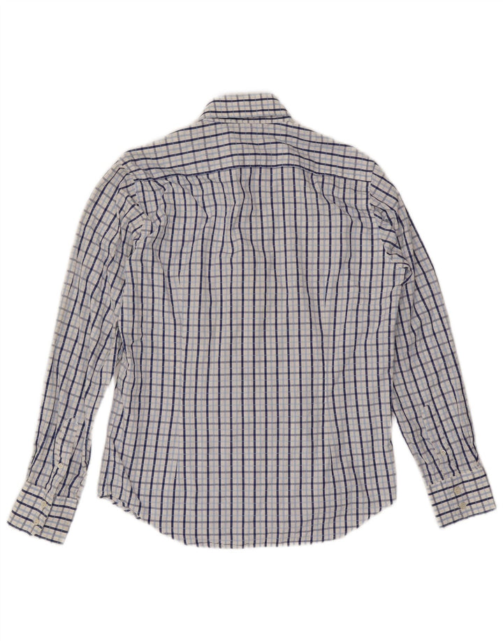 Camisa masculina Ted Baker tamanho 3 algodão xadrez azul médio