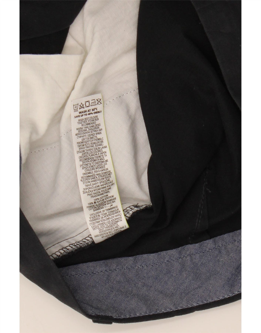Shorts chino masculino Marks & Spencer W36 grande algodão azul marinho