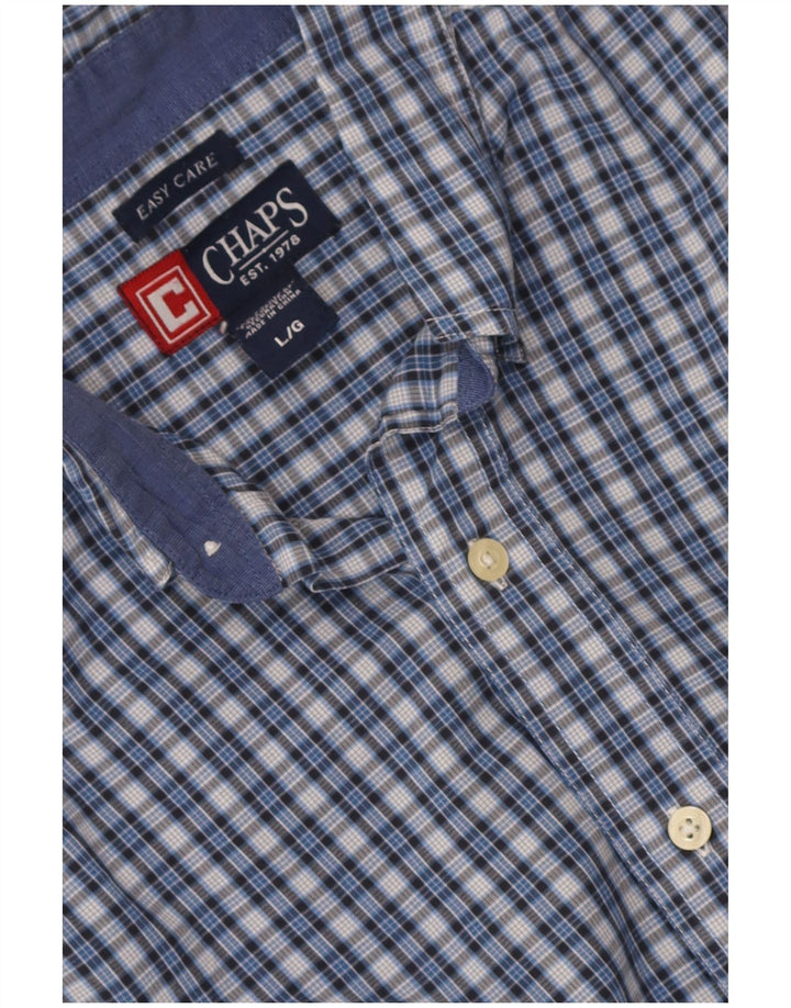 Camisa masculina de manga curta Chaps Easy Care de algodão xadrez azul grande
