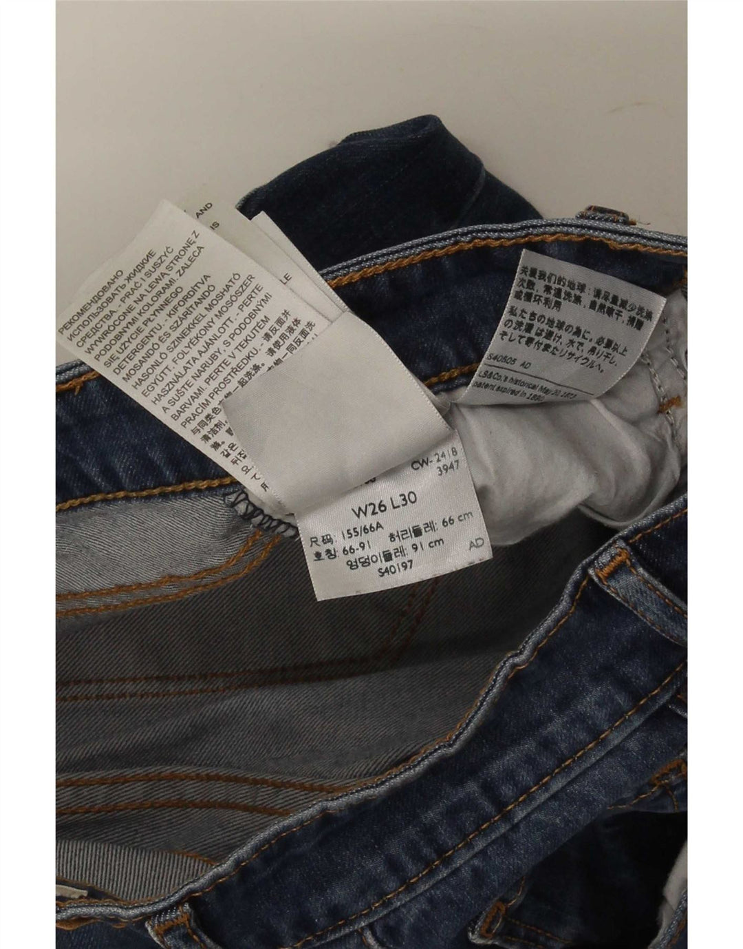 Jeans skinny feminino Levi's W26 L30 algodão azul