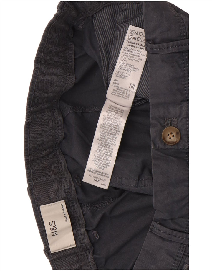 Shorts chino masculino Marks & Spencer W36 grande algodão azul marinho