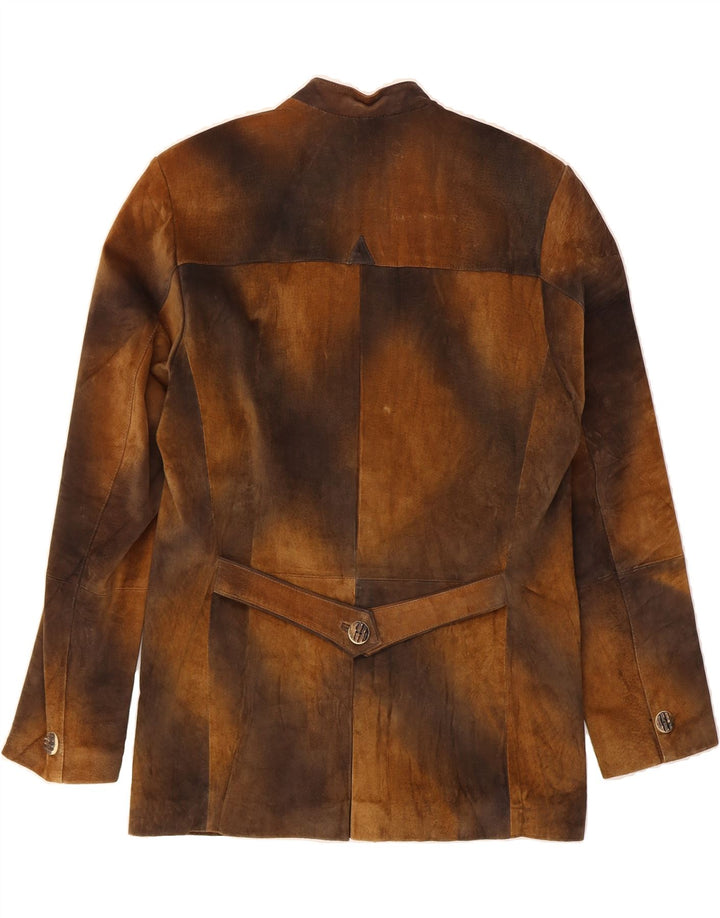 Jaqueta blazer masculina VINTAGE com 3 botões IT 48 couro marrom médio tie-dye