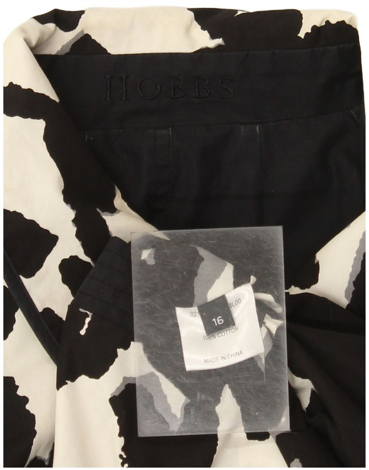 Sobretudo feminino HOBBS com padrão abstrato reversível Reino Unido 16 grande preto