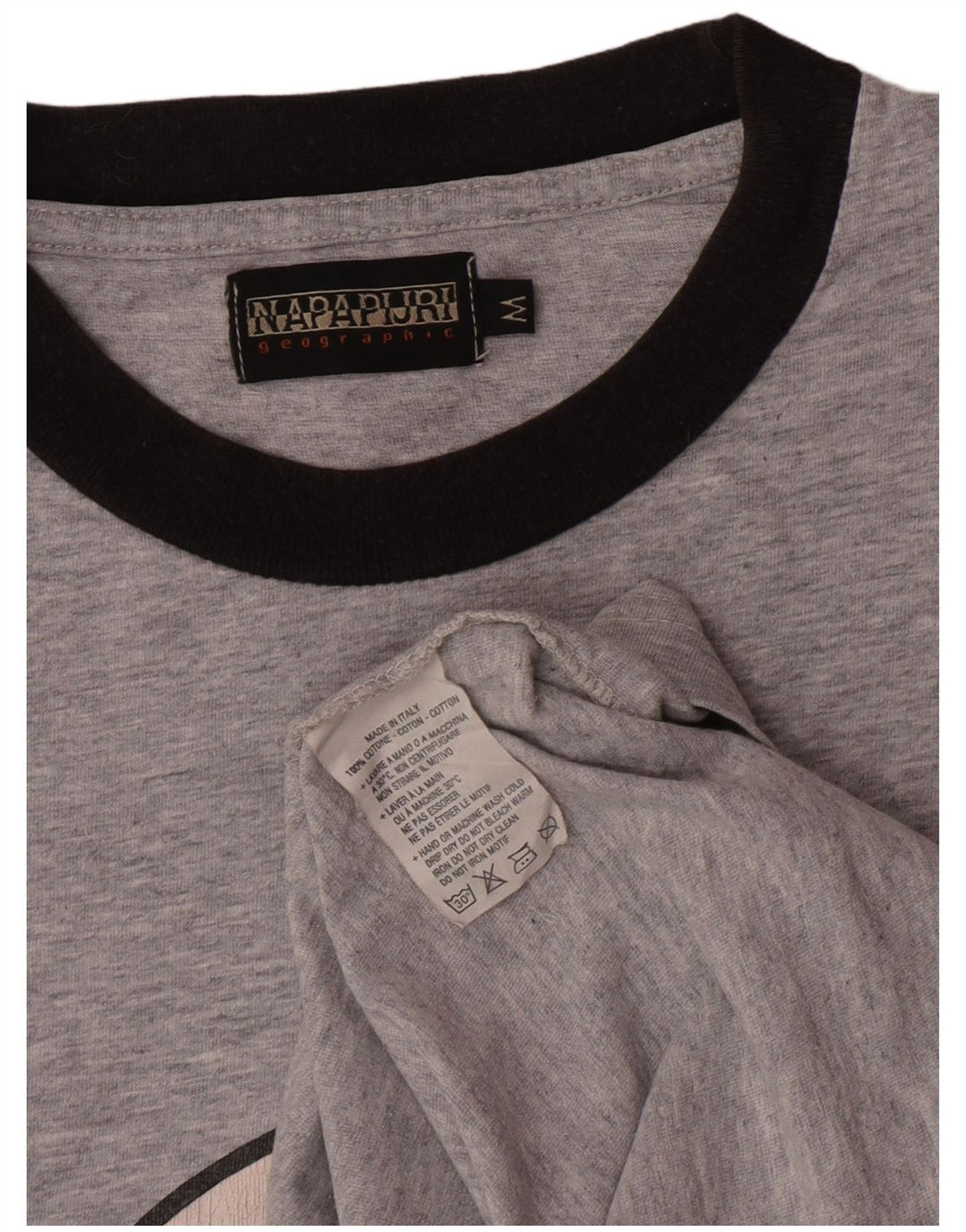 Camiseta masculina Napapijri com estampa gráfica cinza médio algodão