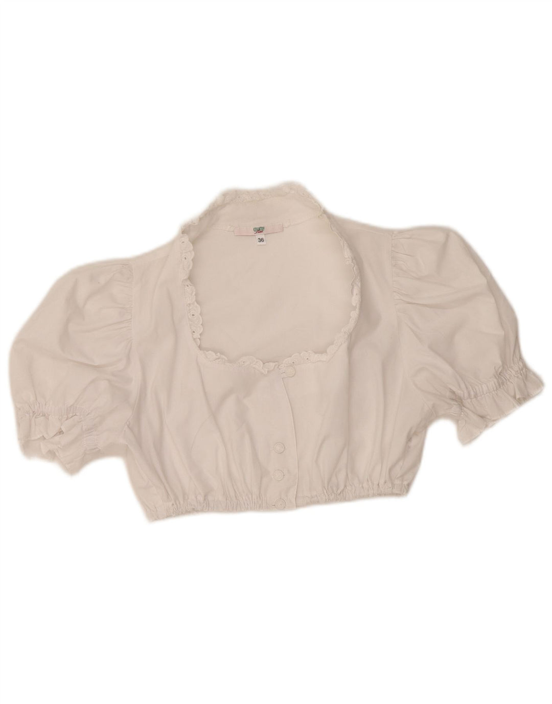 Blusa feminina country manga curta curta EU 36 poliéster branco pequeno