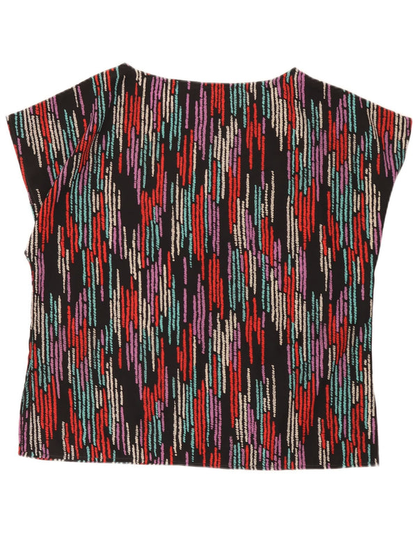 Blusa feminina vintage UK 16 grande listrada multicolorida