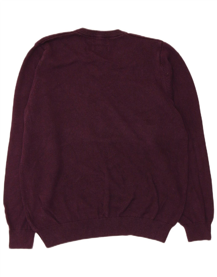Suéter masculino Marks & Spencer com decote em V grande algodão roxo