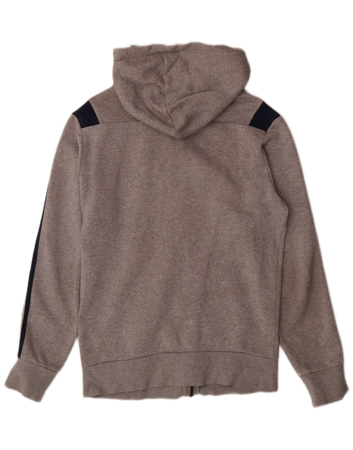 ADIDAS Suéter masculino com capuz e zíper pequeno cinza colorblock algodão