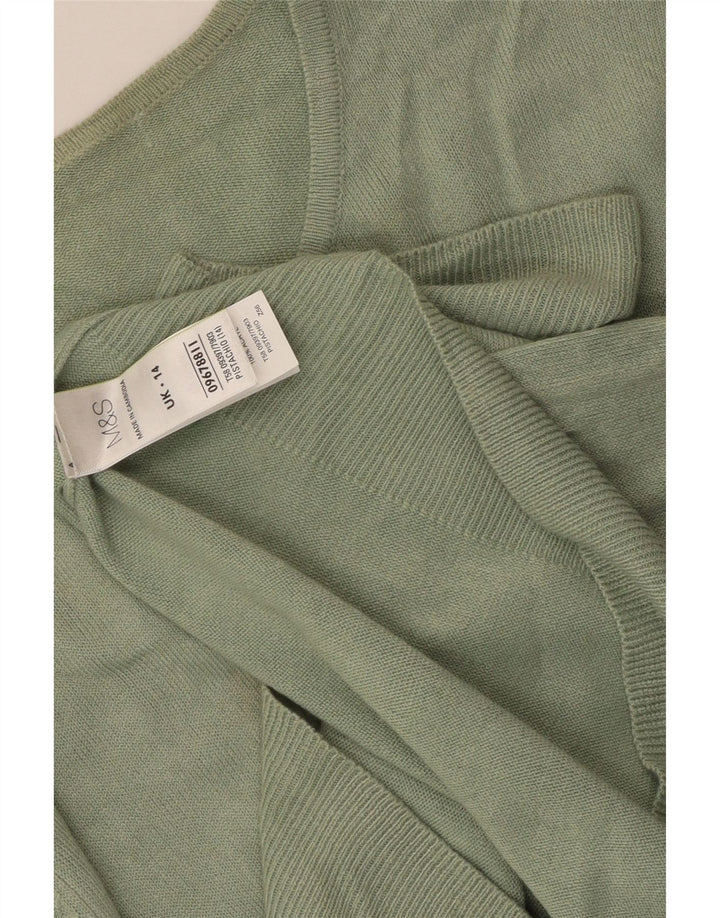 Suéter cardigã feminino Marks & Spencer Reino Unido 14 grande acrílico verde